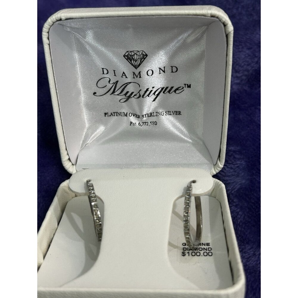 Diamond Fascination Platinum Over Sterling Silver Pear Shape Diamond Earrings